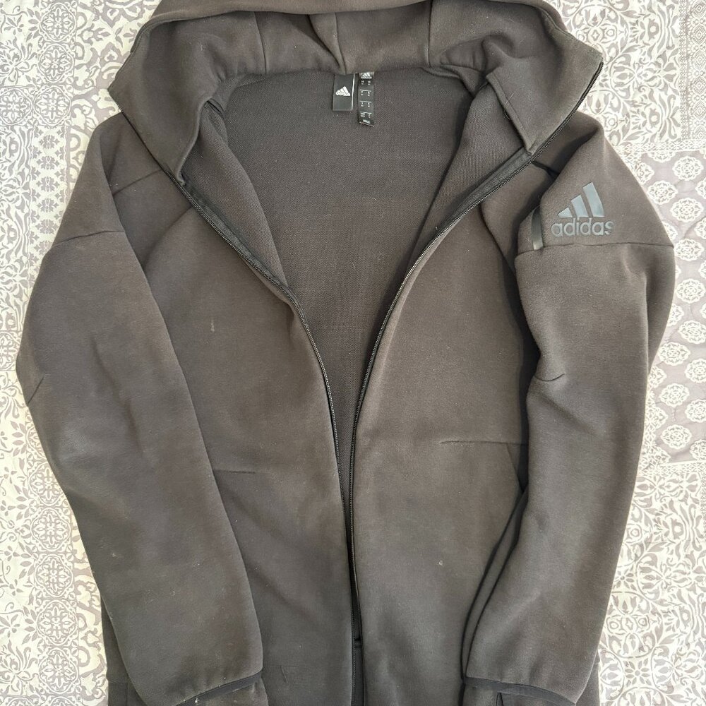 Adidas Zip Up Hoodie Men's Medium Black